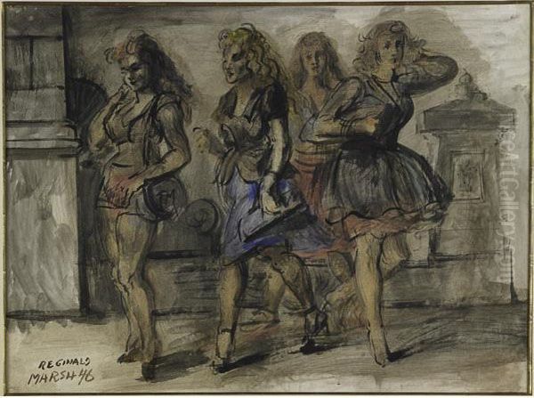 Girls In The Street Oil Painting by Reginald Marsh