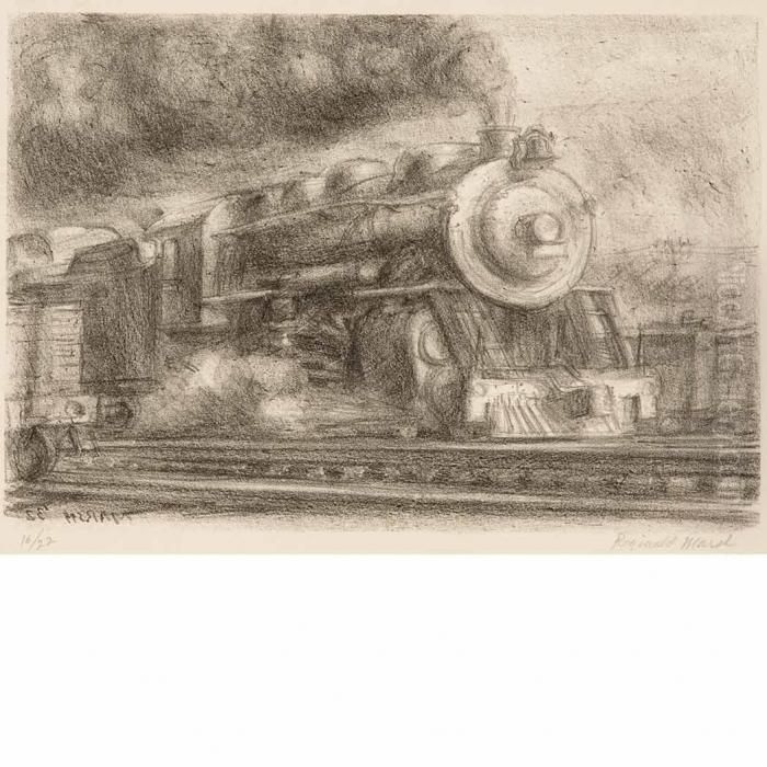Railroad Oil Painting by Reginald Marsh