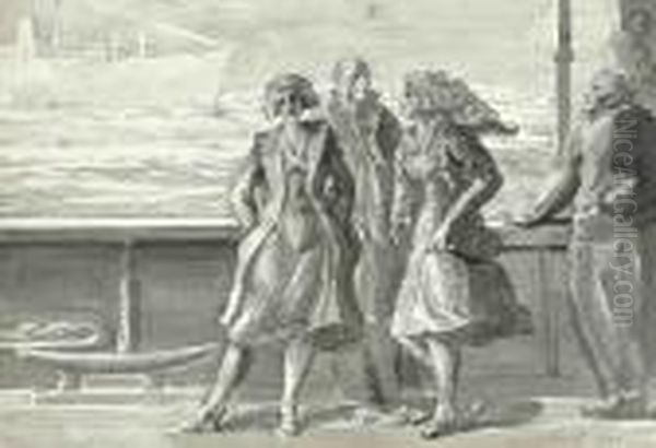 Group On Ferry Oil Painting by Reginald Marsh