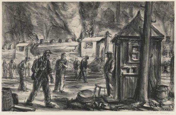 Erie R Oil Painting by Reginald Marsh