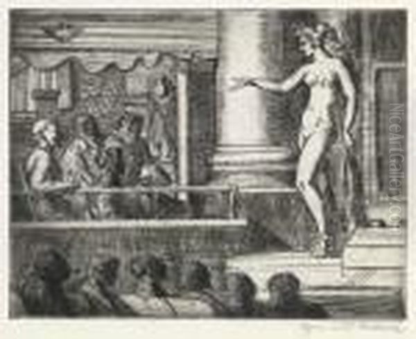 Striptease In New Jersey Oil Painting by Reginald Marsh