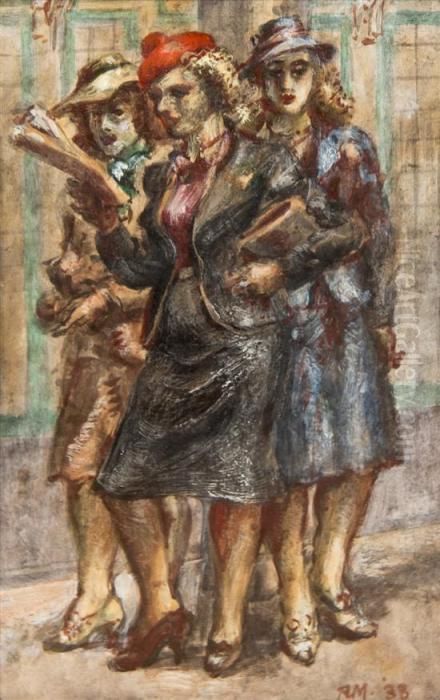 Three Women Oil Painting by Reginald Marsh