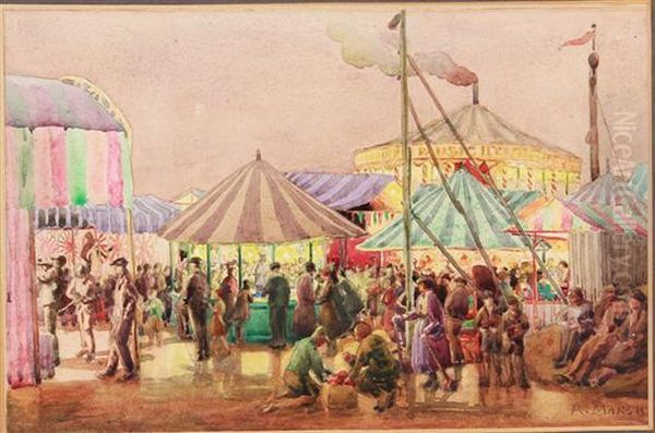 Carnival Scene Oil Painting by Reginald Marsh