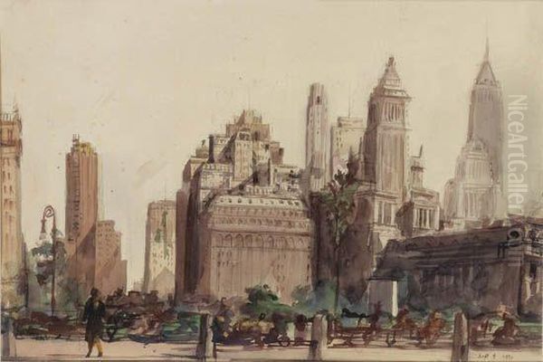 Battery Park Oil Painting by Reginald Marsh