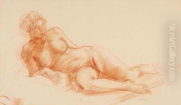 Reclining Nude Oil Painting by Reginald Marsh
