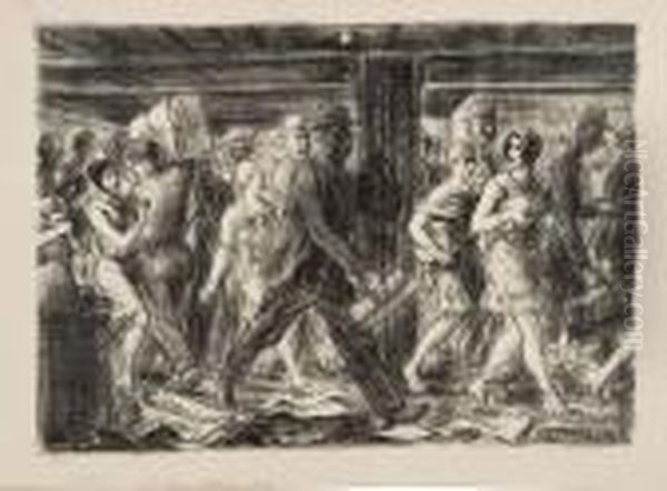 Penn Station Oil Painting by Reginald Marsh