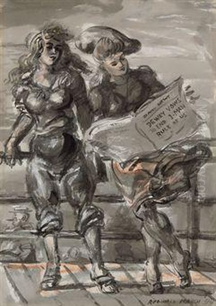 Daily News Oil Painting by Reginald Marsh