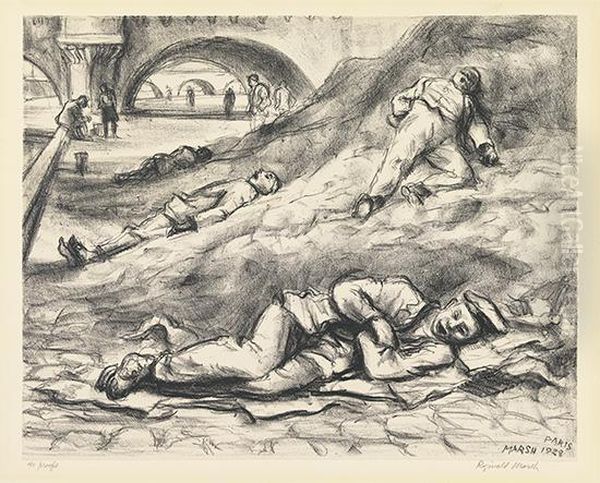 Along The Seine Oil Painting by Reginald Marsh