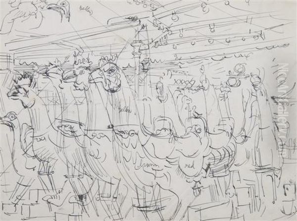 Chicken Ride Oil Painting by Reginald Marsh