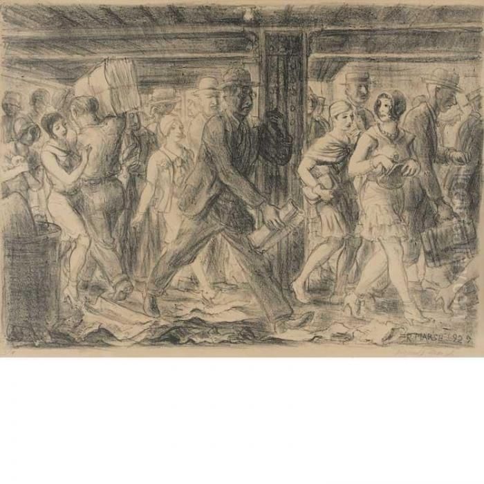 Penn Station Oil Painting by Reginald Marsh