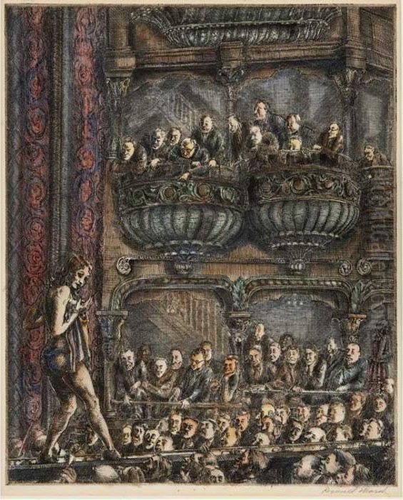 Gaiety Burlesk Oil Painting by Reginald Marsh