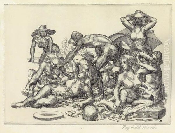 Beach Picnic Oil Painting by Reginald Marsh