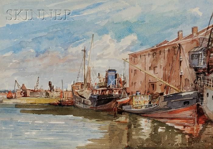 Hoboken Pier Oil Painting by Reginald Marsh