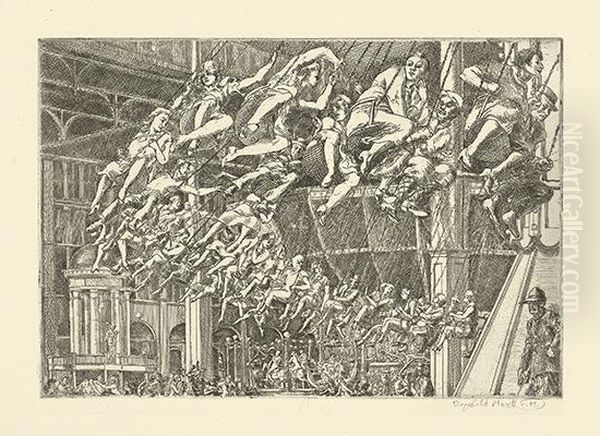 Steeplechase Swings. Oil Painting by Reginald Marsh