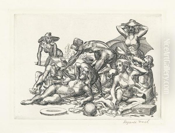 Beach Picnic. Oil Painting by Reginald Marsh