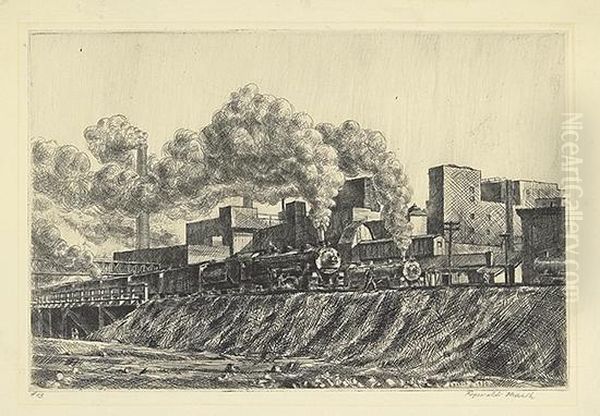 Erie R. R. And Factories. Oil Painting by Reginald Marsh
