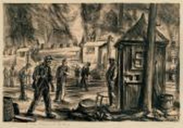 Erie R. R. Yards. Oil Painting by Reginald Marsh