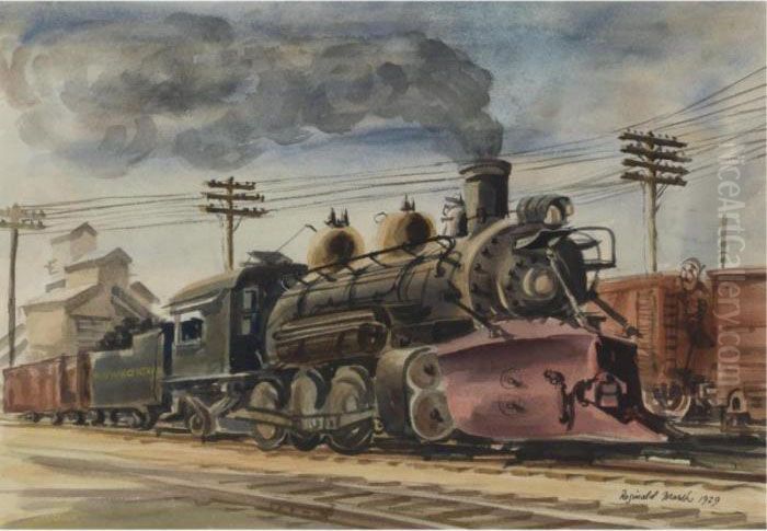 Steam Engine, The New York Central Oil Painting by Reginald Marsh