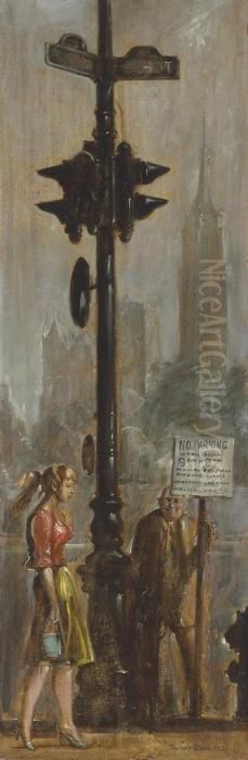 Broadway And 14th Street Oil Painting by Reginald Marsh