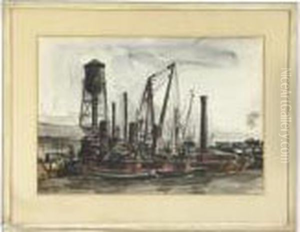 Tugboats Oil Painting by Reginald Marsh
