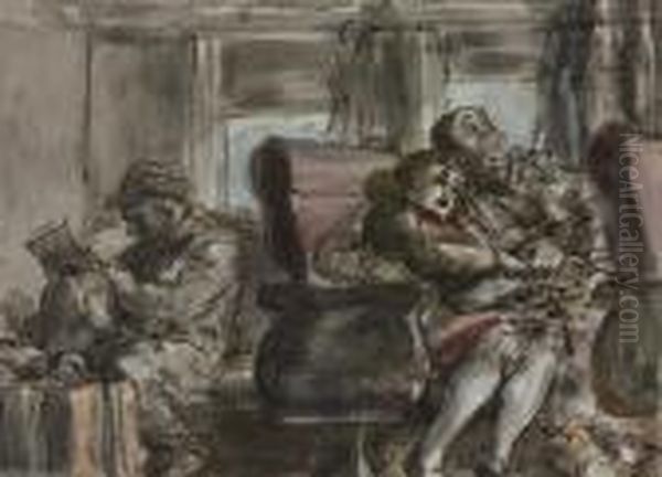 Passengers In A Train Car Oil Painting by Reginald Marsh
