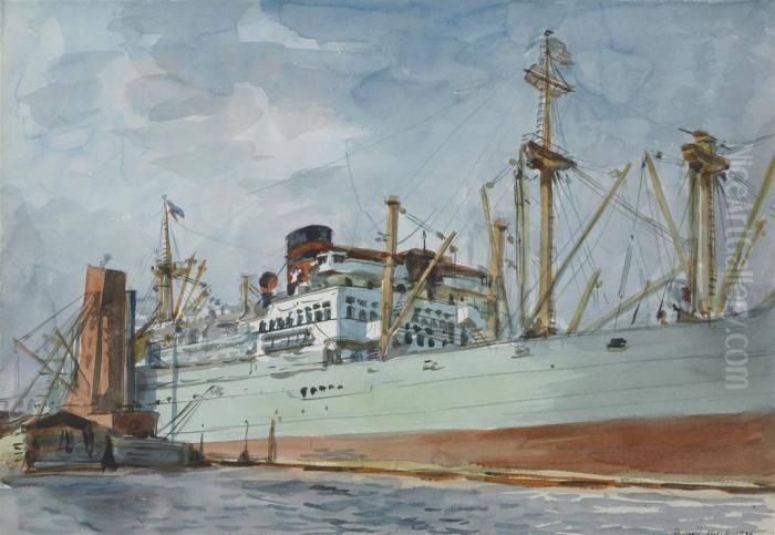 Steam Freighter And Tug Oil Painting by Reginald Marsh