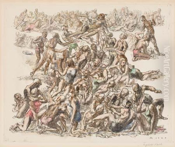 Coney Island Beach #1 Oil Painting by Reginald Marsh