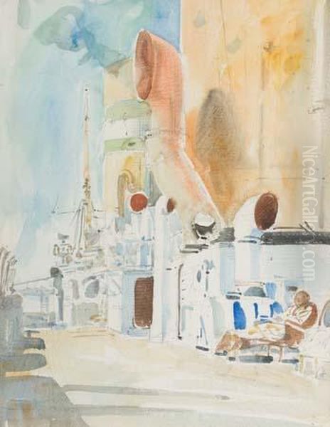 View Of A Ship Deck Oil Painting by Reginald Marsh