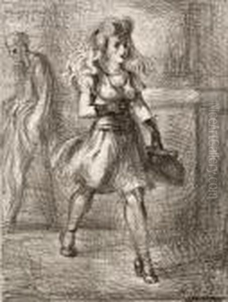 Girl Walking (elevated) Oil Painting by Reginald Marsh