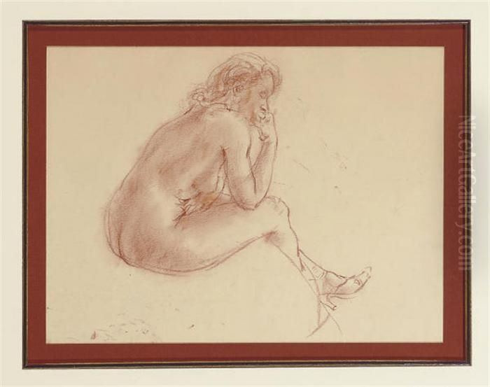 Nude Sketch No. 8; And A Companion Sketch Oil Painting by Reginald Marsh