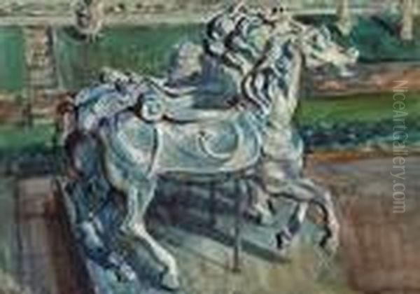 Carousel Horses Oil Painting by Reginald Marsh
