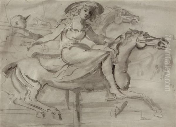 Riding The Carousel Oil Painting by Reginald Marsh