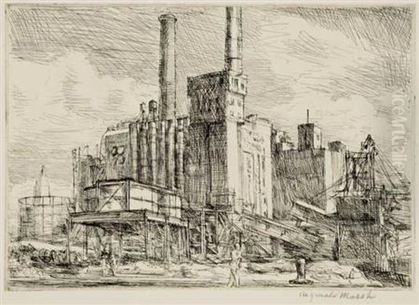 Gas Works At East 14th Street Oil Painting by Reginald Marsh