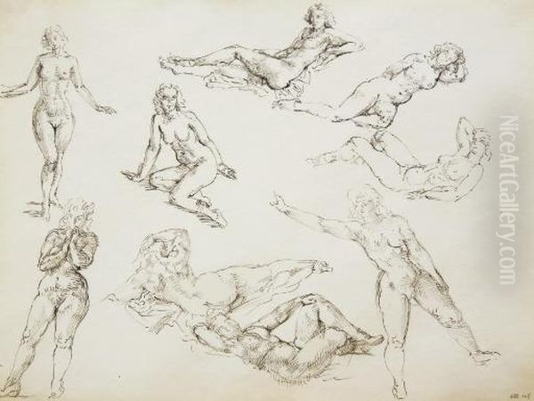 Nude Studies Oil Painting by Reginald Marsh