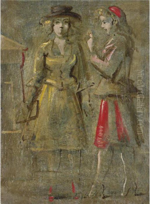Two Ladies Oil Painting by Reginald Marsh