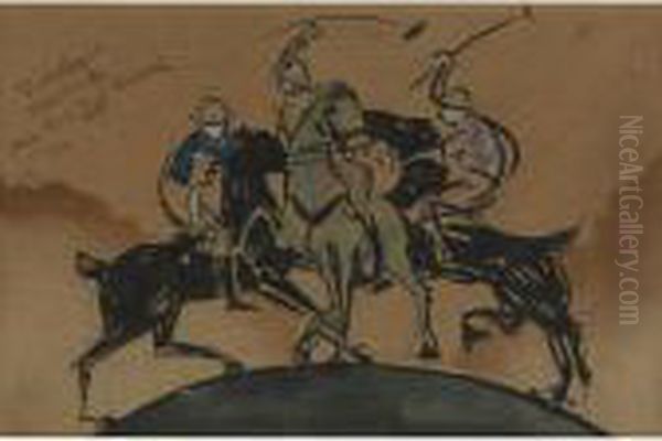 Polo Players Oil Painting by Reginald Marsh