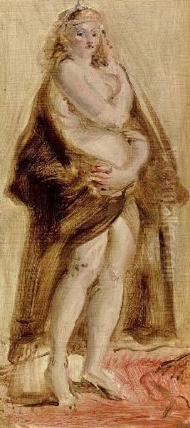 Standing Female Nude Oil Painting by Reginald Marsh