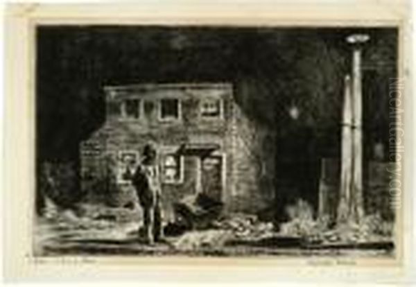 Under The Street Lamp Oil Painting by Reginald Marsh