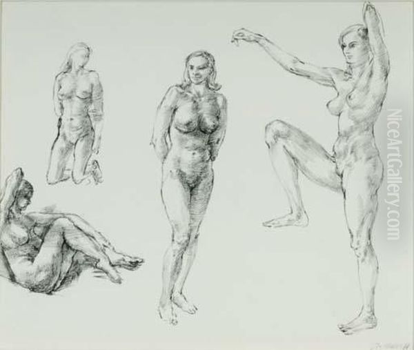 Study Of The Female Anatomy Oil Painting by Reginald Marsh