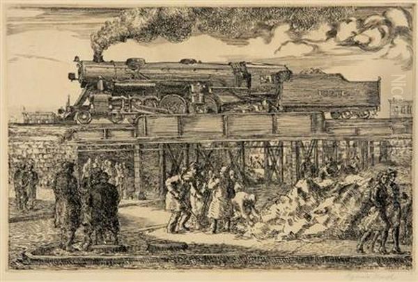 Jersey City Landscape Oil Painting by Reginald Marsh