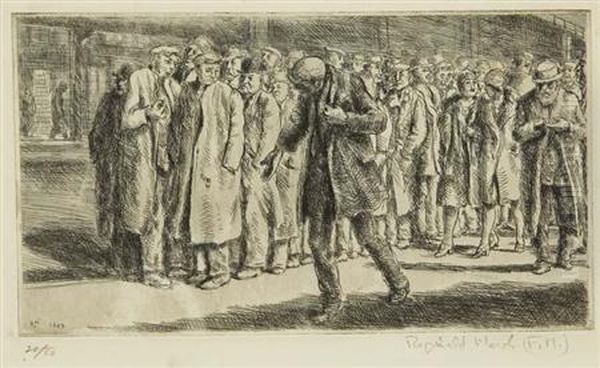 Bread Line Oil Painting by Reginald Marsh