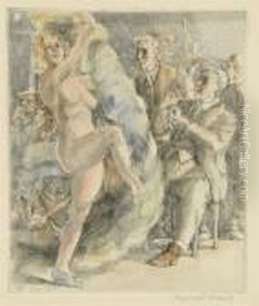 Fan Dance At Jimmy Kelly's (s. 161) Oil Painting by Reginald Marsh