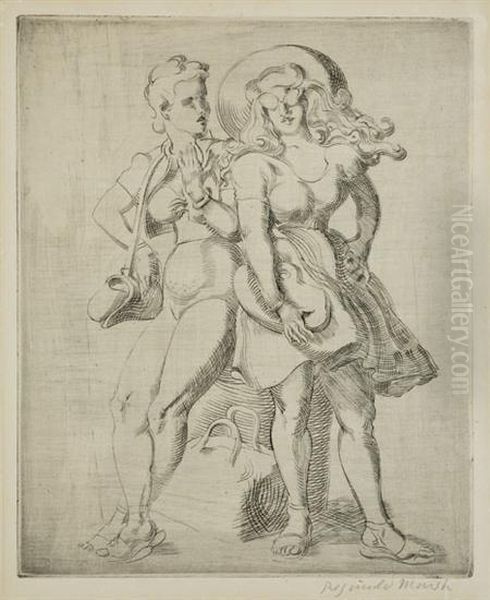 League Print Oil Painting by Reginald Marsh