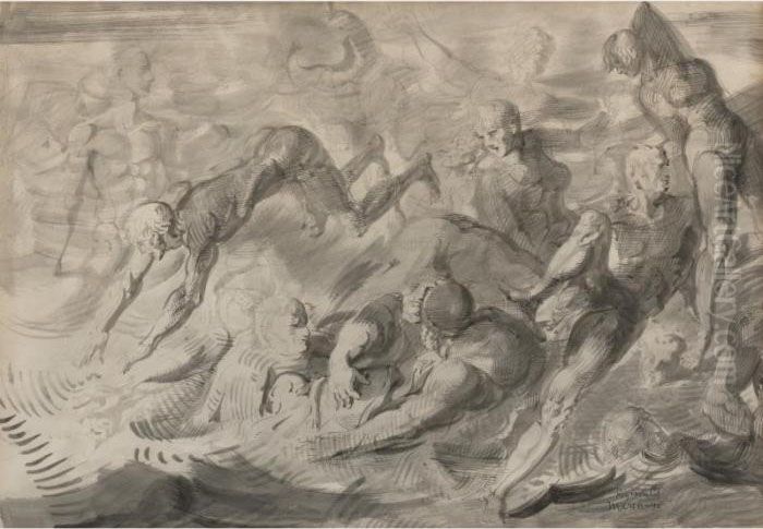 Bathers At Coney Island Oil Painting by Reginald Marsh