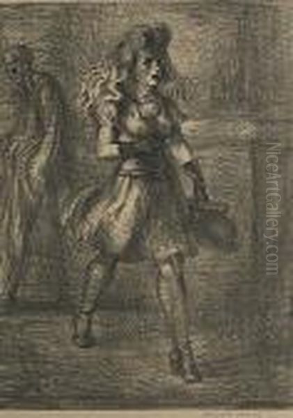 Girl Walking (elevated) (s. 28) Oil Painting by Reginald Marsh