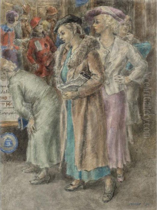 Girls On Fourteenth Street Oil Painting by Reginald Marsh