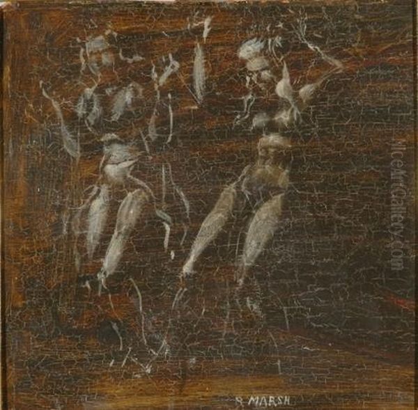 Study Of Two Burlesque Dancers Oil Painting by Reginald Marsh