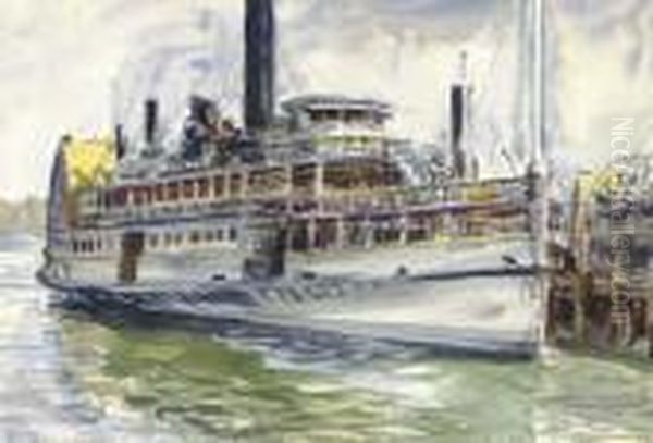 Perseus, Hudson River Day Line Oil Painting by Reginald Marsh