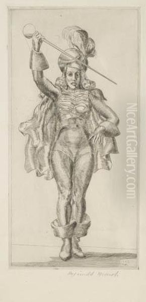 Drum Majorette Oil Painting by Reginald Marsh