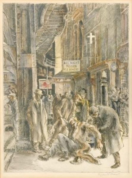 Hand-colored Etching Oil Painting by Reginald Marsh